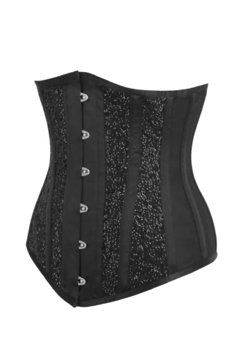 Black Mesh Corset Sequin Longline Underbust waisttraine.com