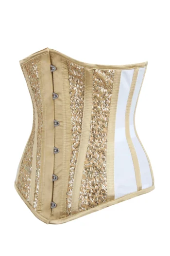 Gold Longline Underbust Corset Sequin waisttraine.com