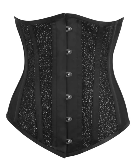 Black Mesh Corset Sequin Longline Underbust waisttraine.com