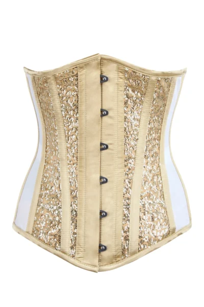 Gold Longline Underbust Corset Sequin waisttraine.com