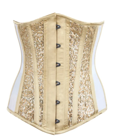 Gold Longline Underbust Corset Sequin waisttraine.com