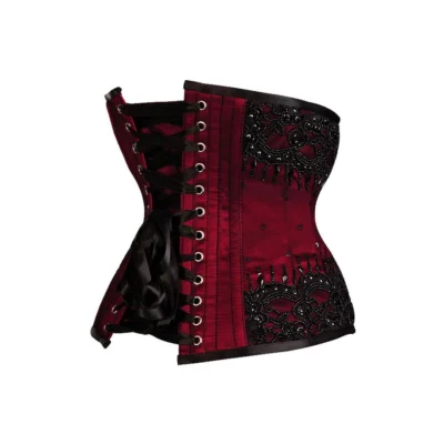 Maroon Beaded Corset Sequin waisttraine.com