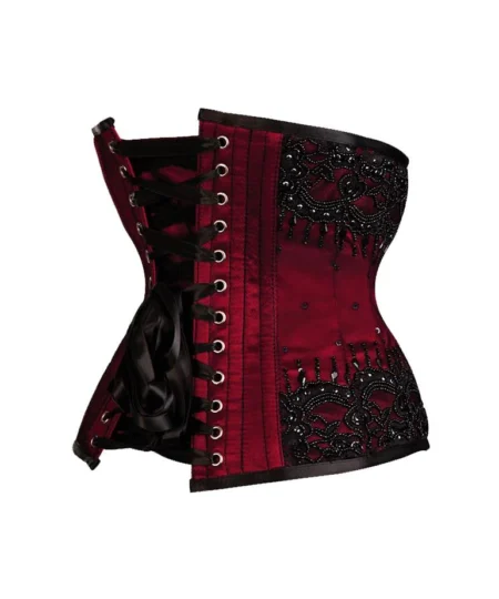Maroon Beaded Corset Sequin waisttraine.com