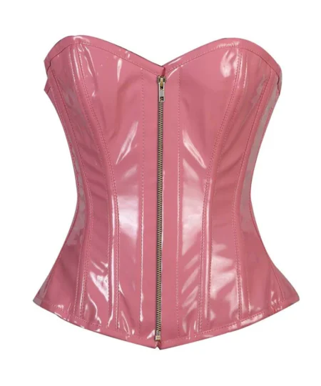 Baby Pink PVC Zip Overbust Corset