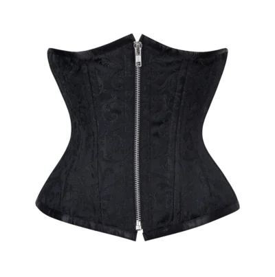 Black Brocade Waist Training Corset waisttraine.com