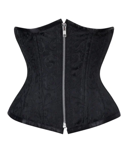 Black Brocade Waist Training Corset waisttraine.com