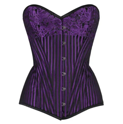 Brocade Overbust Purple Corset waisttraine.com