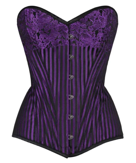 Brocade Overbust Purple Corset waisttraine.com
