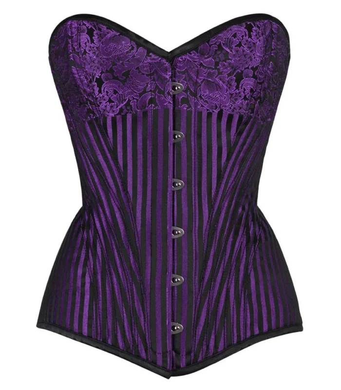 Brocade Overbust Purple Corset waisttraine.com