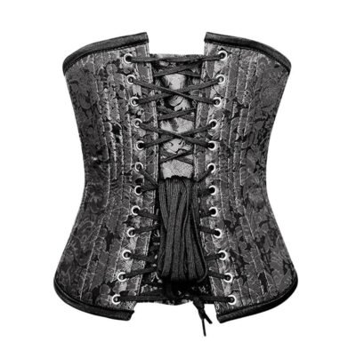 Silver Brocade Corset waisttraine.com