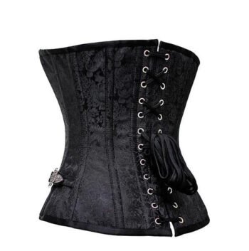 Black Brocade Steampunk Corset waisttraine.com