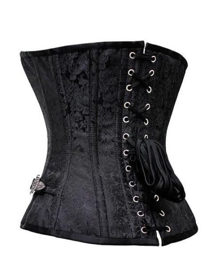Black Brocade Steampunk Corset waisttraine.com