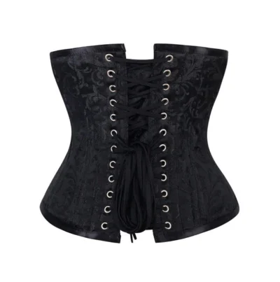 Black Brocade Waist Training Corset waisttraine.com