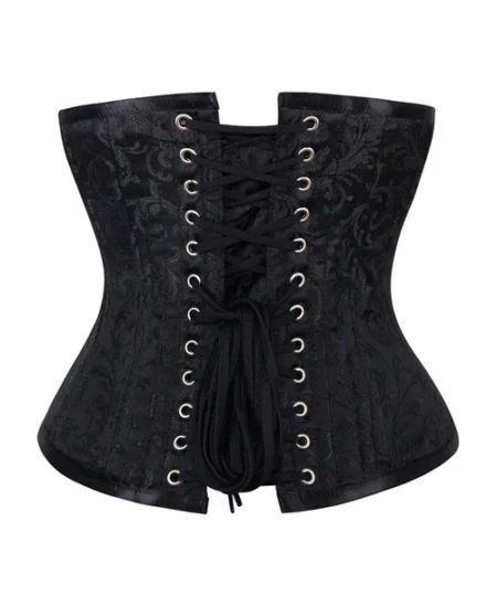 Black Brocade Waist Training Corset waisttraine.com