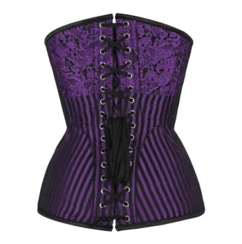 Brocade Overbust Purple Corset waisttraine.com