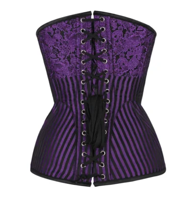 Brocade Overbust Purple Corset waisttraine.com