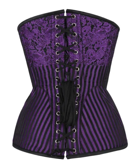 Brocade Overbust Purple Corset waisttraine.com