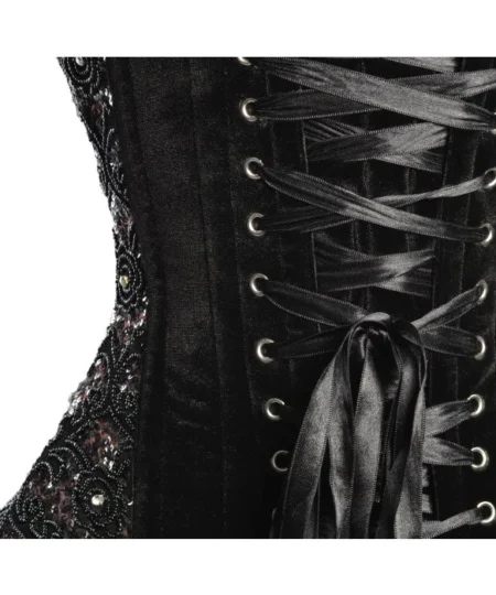 Black Satin Corset Sequin waisttraine.com