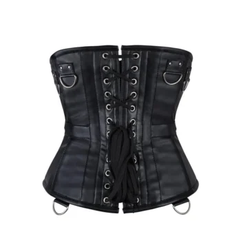 Faux Leather Waist Cincher Gothic Black Corset waisttraine.com