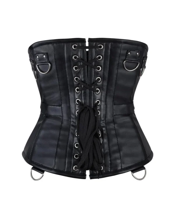 Faux Leather Waist Cincher Gothic Black Corset waisttraine.com