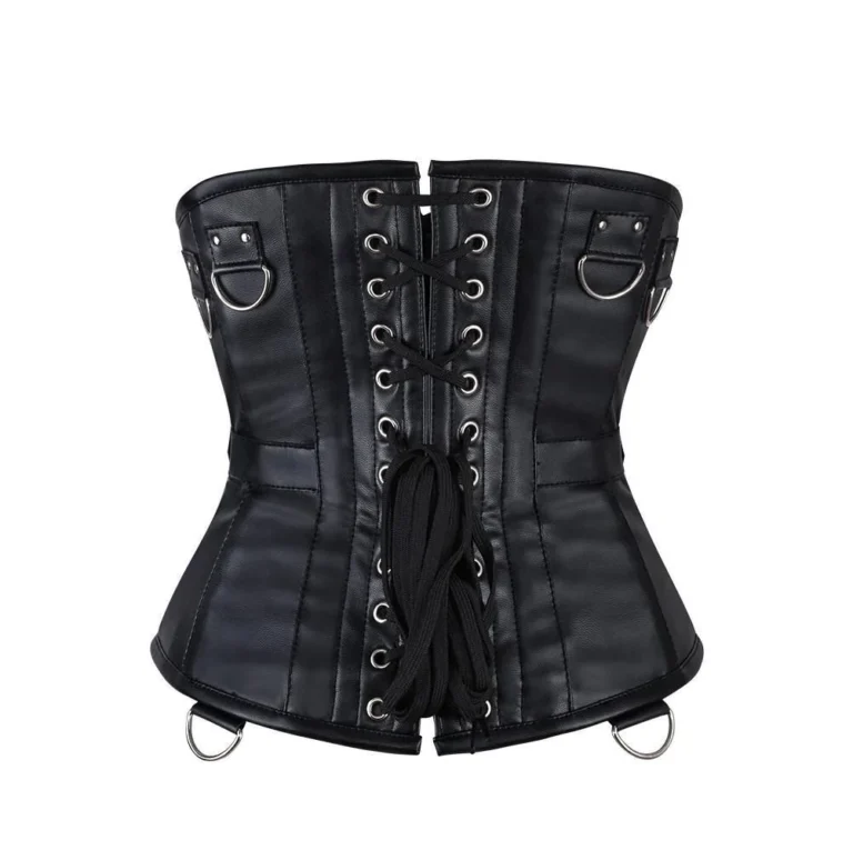 Faux Leather Waist Cincher Gothic Black Corset waisttraine.com