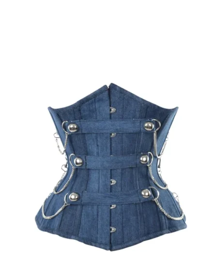 white steel busk denim corset waisttraine.com