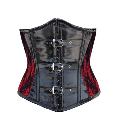 Corset With Black Lace Overlay And PVC