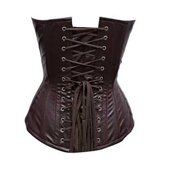 Brown Leather Overbust Corset waisttraine.com