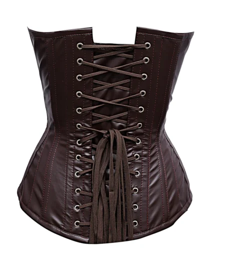 Brown Leather Overbust Corset waisttraine.com