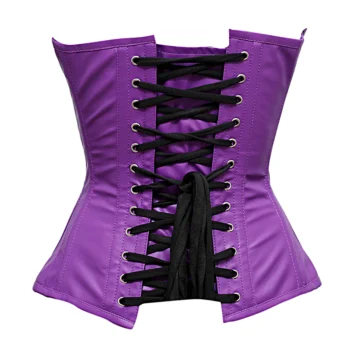 Purple Leather Corset Overbust waisttraine.com