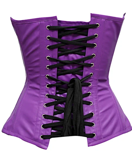 Purple Leather Corset Overbust waisttraine.com