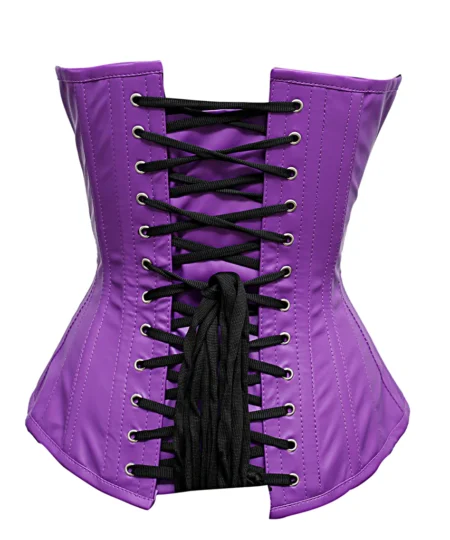 Steel Boned Purple Faux Leather Corset waisttraine.com