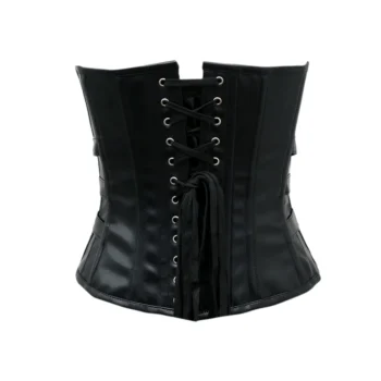 Faux Leather Black Gothic Corset waisttraine.com