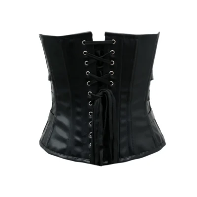 Faux Leather Black Gothic Corset waisttraine.com