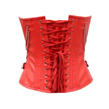 Red Faux Leather Corset waisttraine.com