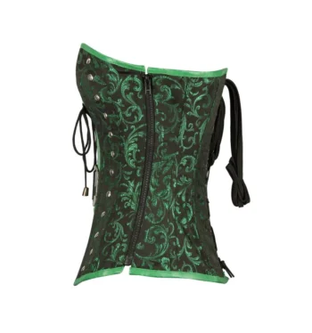 Green Faux Leather Steampunk Corset waisttraine.com
