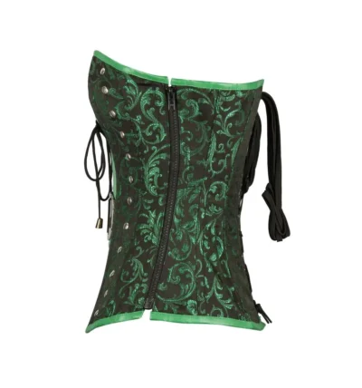 Green Faux Leather Steampunk Corset waisttraine.com