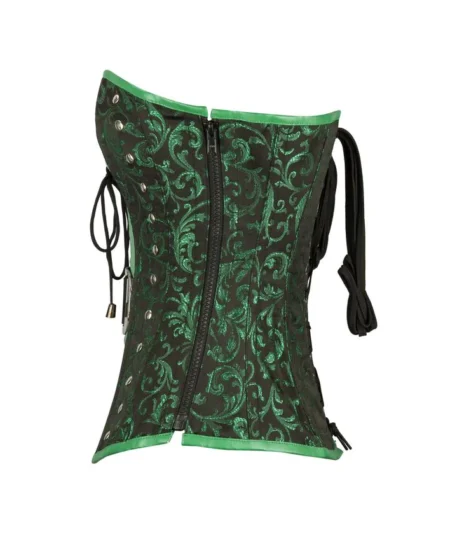 Green Faux Leather Steampunk Corset waisttraine.com