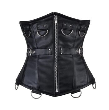 Faux Leather Waist Cincher Gothic Black Corset waisttraine.com