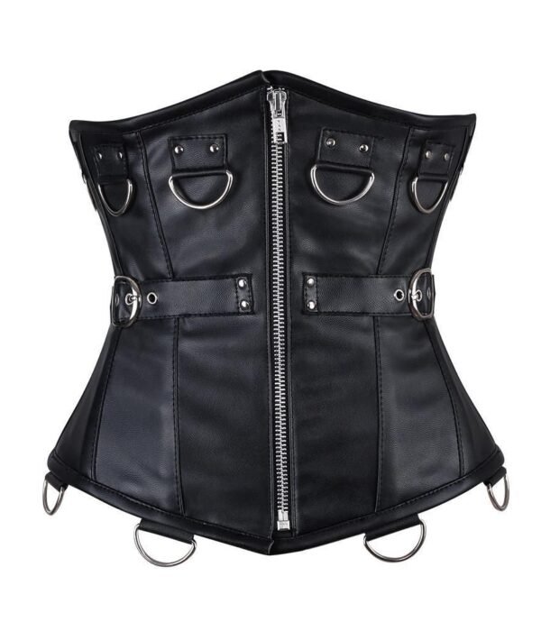 Faux Leather Waist Cincher Gothic Black Corset waisttraine.com