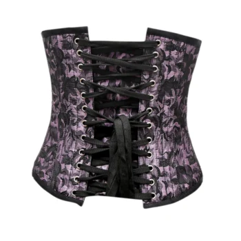 Lilac Black Brocade Underbust Corset waisttraine.com