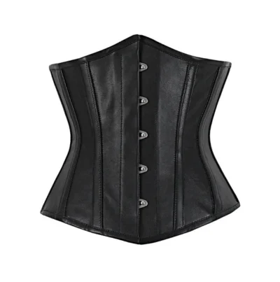 Leather Waist Cincher Black Underbust Corset waisttraine.com