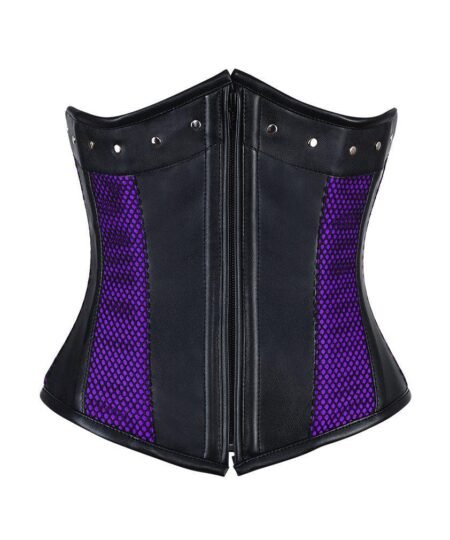 Leather Waist Cincher Underbust Black Gothic Corset waisttraine.com