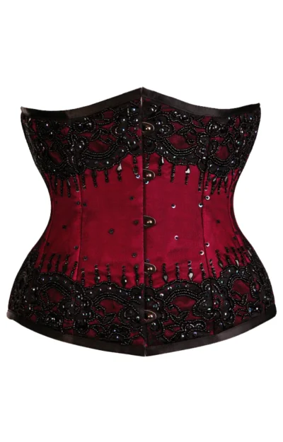 Maroon Beaded Corset Sequin waisttraine.com