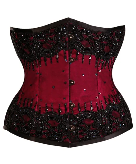 Maroon Beaded Corset Sequin waisttraine.com