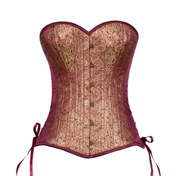 Plum and Gold Brocade Overbust waisttraine.com