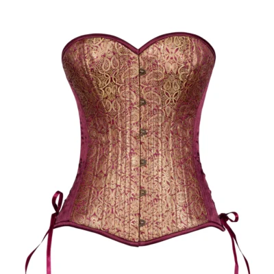 Plum and Gold Brocade Overbust waisttraine.com