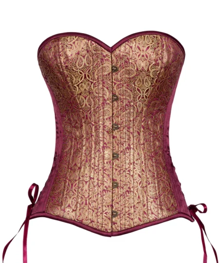 Plum and Gold Brocade Overbust waisttraine.com