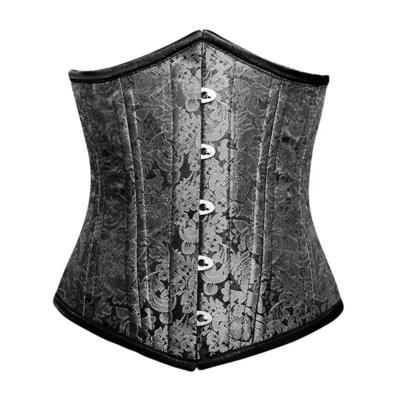Silver Brocade Corset waisttraine.com