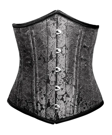 Silver Brocade Corset waisttraine.com